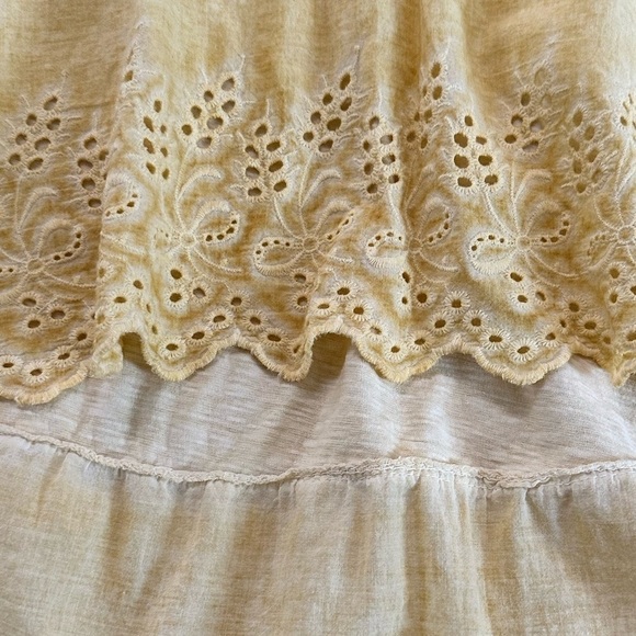 7 Agosto 100% Cotton Yellow Eyelet Hem Sleeveless High Low Maxi Dress size M - Picture 14 of 17